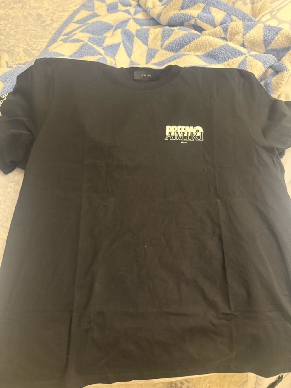 AMIRI Black Short-Sleeve Logo Tee with Small Chest Print